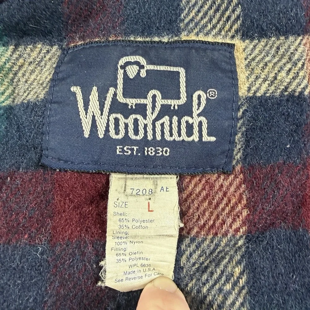 VINTAGE Woolrich Field Coat Jacket Mens Large Green Flannel Lined Pockets Chore‎